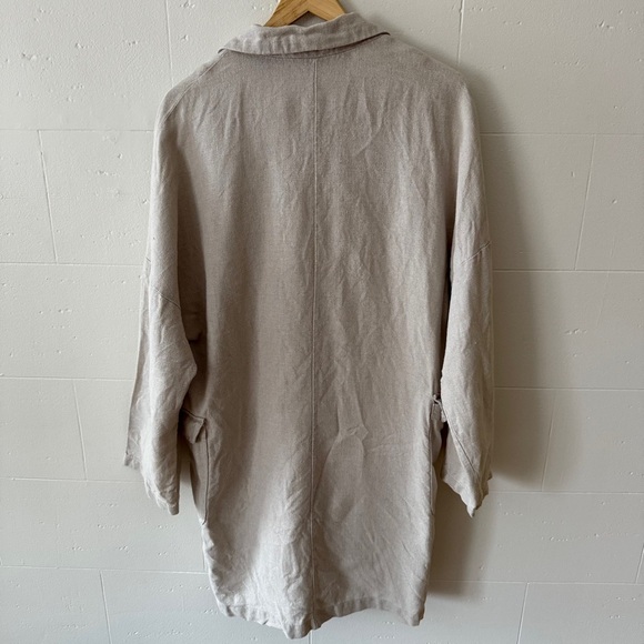 Linen Jacket | Size Large | Beige Casual Longline - Picture 6 of 7